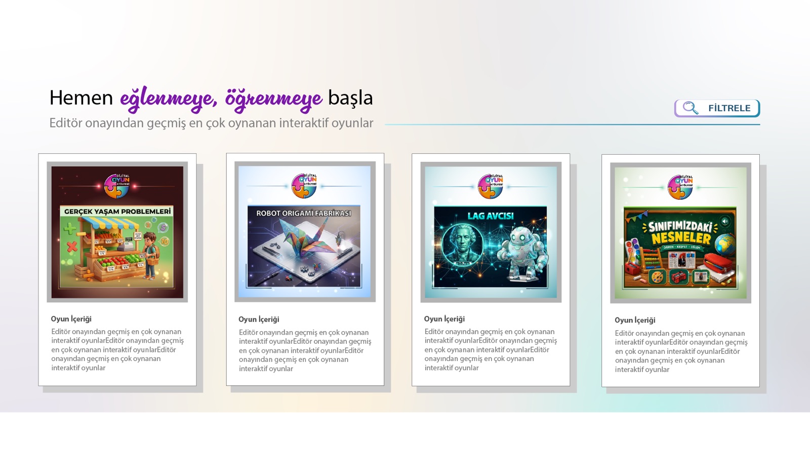 Dijital Atölye content page design