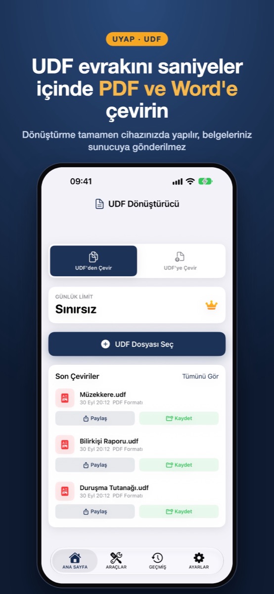 UDF Dönüştürücü: Home screen
